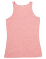 Heather pink women's singlet with scoop neckline and relaxed fit on white background