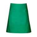 Emerald Green Plain SKILLET short waist apron (half bistro apron) made from durable, easy-care poly-cotton drill fabric, featuring a handy front pouch pocket for hospitality and uniform use.