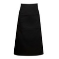 Black waist apron with three front pockets and wide waistband