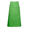 Apple green long waist apron with wide front pocket, flat lay packshot on white background