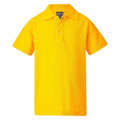 Gold short sleeve kids pique polo shirt with two-button placket and ribbed collar