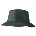 Bottle green bucket hat with wide brim, structured crown and side eyelet, packshot view