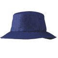 Navy blue bucket hat with wide brim and flat crown panel ideal for decoration