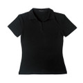Black Destiny Women's Short Sleeve V-Neck Polo Shirt, a professional, contemporary top ideal for corporate uniforms or business casual wear.