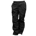 Black water-repellent warm-up pants with elasticated waist and side pockets