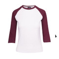 Bulk Buy Baseball Raglan Tshirt |  White + Maroon