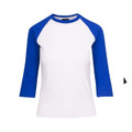 Wholesale Womens Raglan Tshirt |  White + Royal