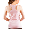 Light pink racerback singlet with fitted silhouette, rear view showing stretch fabric and athletic styling