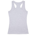 Heather grey racer back singlet with fitted silhouette and smooth stretch fabric