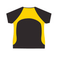 Golden yellow and charcoal tee with mesh panel inserts and contrast raglan sleeves