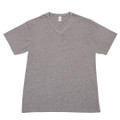 Grey marle v-neck t-shirt with raw weave texture and slim fit silhouette
