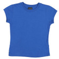 Royal blue ladies fitted cotton tee with crew neck and short sleeves, flat lay packshot