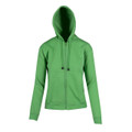 Emerald Green Mitch Plain Ladies Zipper Hoodie Jacket, a comfortable full-zip fleece hooded sweatshirt ideal for casual wear or corporate branding.