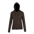 Khaki Mitch Plain Ladies Zipper Hoodie Jacket, a comfortable full-zip fleece hooded sweatshirt ideal for casual wear or corporate branding.