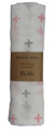 Buy Baby Muslin Cloth | Pink + Grey Cross Buy Baby Muslin Cloth | Pink + Grey Cross