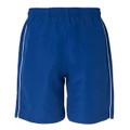 Royal blue kids sports shorts with white piping trim and elasticated waistband