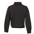 Charcoal canvas shell jacket with collar and elasticated hem, back view showing upper panel seam