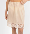 Nude beige half slip with elasticated waist and decorative lace hem trim