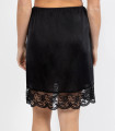 Black BELLE Ladies Nylon Matt Lace Half Slip, a smooth, anti-static underskirt with delicate lace trim, ideal for preventing clinging under skirts and dresses.