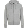 Grey marle zip-up hoodie with drawstring hood, kangaroo pockets and ribbed cuffs