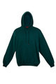 Dark teal fleece hoodie with kangaroo pocket and drawstring hood on white background