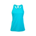 Turquoise heather racerback singlet with contrast white binding at neckline and armholes
