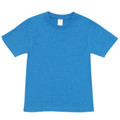 Kids sapphire blue marled crew neck tee with short sleeves and flat front chest panel