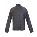 Charcoal marle half-zip pullover with high neck and raglan sleeves
