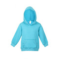 Aqua heather pullover hoodie with kangaroo pocket and ribbed cuffs on white background
