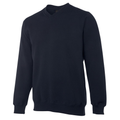 Navy Mulligan V-Neck Fleecy Jumper, a comfortable unisex pullover with a warm fleece interior and V-neckline, ideal for corporate or casual winter wear.