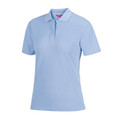 Sky Blue Plain MATHILDA women's short-sleeve polo shirt in durable poly-cotton pique knit, featuring easy-care and comfortable fabric, ideal for uniforms and custom embroidery.