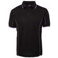 Black Purple Addison men's quick-dry Podium Cool polo shirt with contrast piping, moisture-wicking technology, and UPF protection, ideal for sports and corporate uniforms.