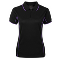 Black Purple Addison ladies quick-dry moisture-wicking polo shirt with contrast piping detail, made from pique knit fabric for sports, team uniforms, and workwear.