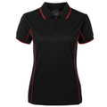 Black Red Addison ladies quick-dry moisture-wicking polo shirt with contrast piping detail, made from pique knit fabric for sports, team uniforms, and workwear.