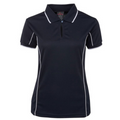 Navy White Addison ladies quick-dry moisture-wicking polo shirt with contrast piping detail, made from pique knit fabric for sports, team uniforms, and workwear.