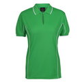 Pea Green White Addison ladies quick-dry moisture-wicking polo shirt with contrast piping detail, made from pique knit fabric for sports, team uniforms, and workwear.