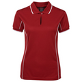 Dark Red White Addison ladies quick-dry moisture-wicking polo shirt with contrast piping detail, made from pique knit fabric for sports, team uniforms, and workwear.