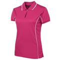 Pink White Addison ladies quick-dry moisture-wicking polo shirt with contrast piping detail, made from pique knit fabric for sports, team uniforms, and workwear.