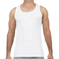 White merino wool tank singlet with classic scoop neckline and smooth flat chest panel ideal for decoration