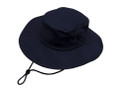 Navy heavy brushed cotton surf hat with wide brim and adjustable chin cord