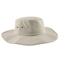 Natural heavy brushed cotton surf hat with wide brim and metal eyelets for kids
