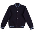 Navy+Sky Jock Kids Plain Fleecy Varsity Jacket, a warm, college-style bomber jacket ideal for children's casual wear or school uniforms.