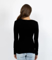 Black Plain Luna women's 200 GSM pure Merino wool long-sleeve top, a soft, breathable, and non-itch thermal base layer for layering or cold weather.