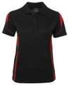 Black+Red Nova Ladies Quick Dry Contrast Polo Shirt, a breathable moisture-wicking top with contrasting trim, ideal for sportswear, team uniforms, or active workwear.
