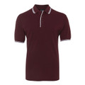 Maroon+White Topaz Men's Contrast Pique Polo Shirt, a durable cotton polo with contrasting trim, ideal for corporate or team uniforms.