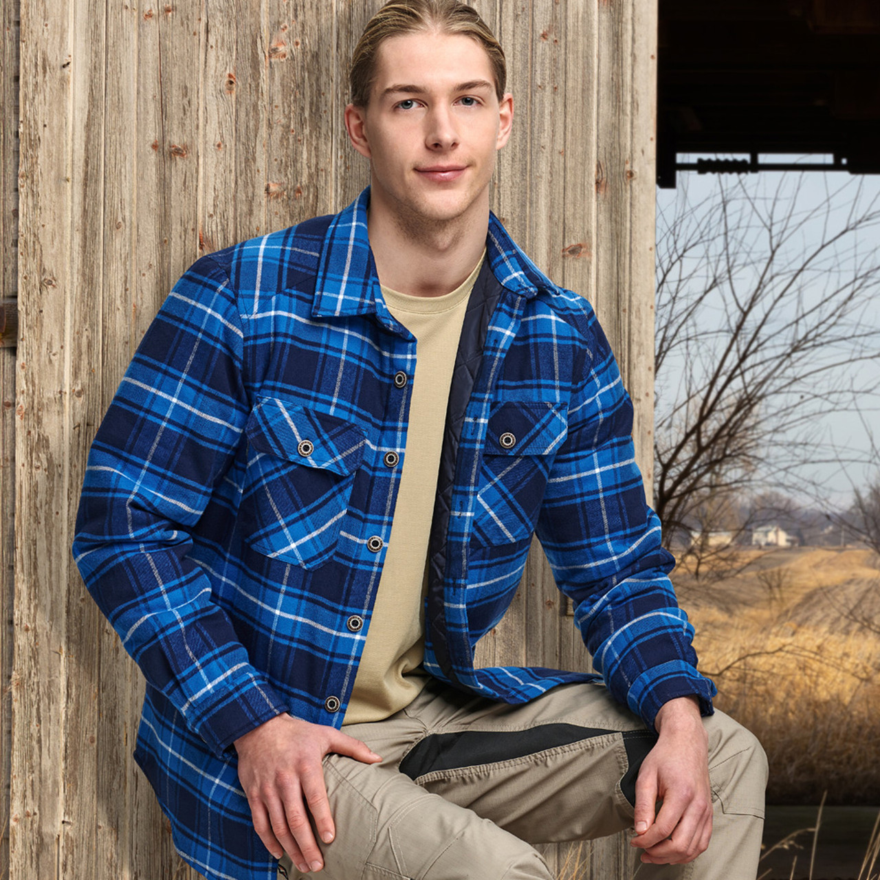 Unisex Quilted Flannel Shirt-Style Jacket Shop Winter Warm