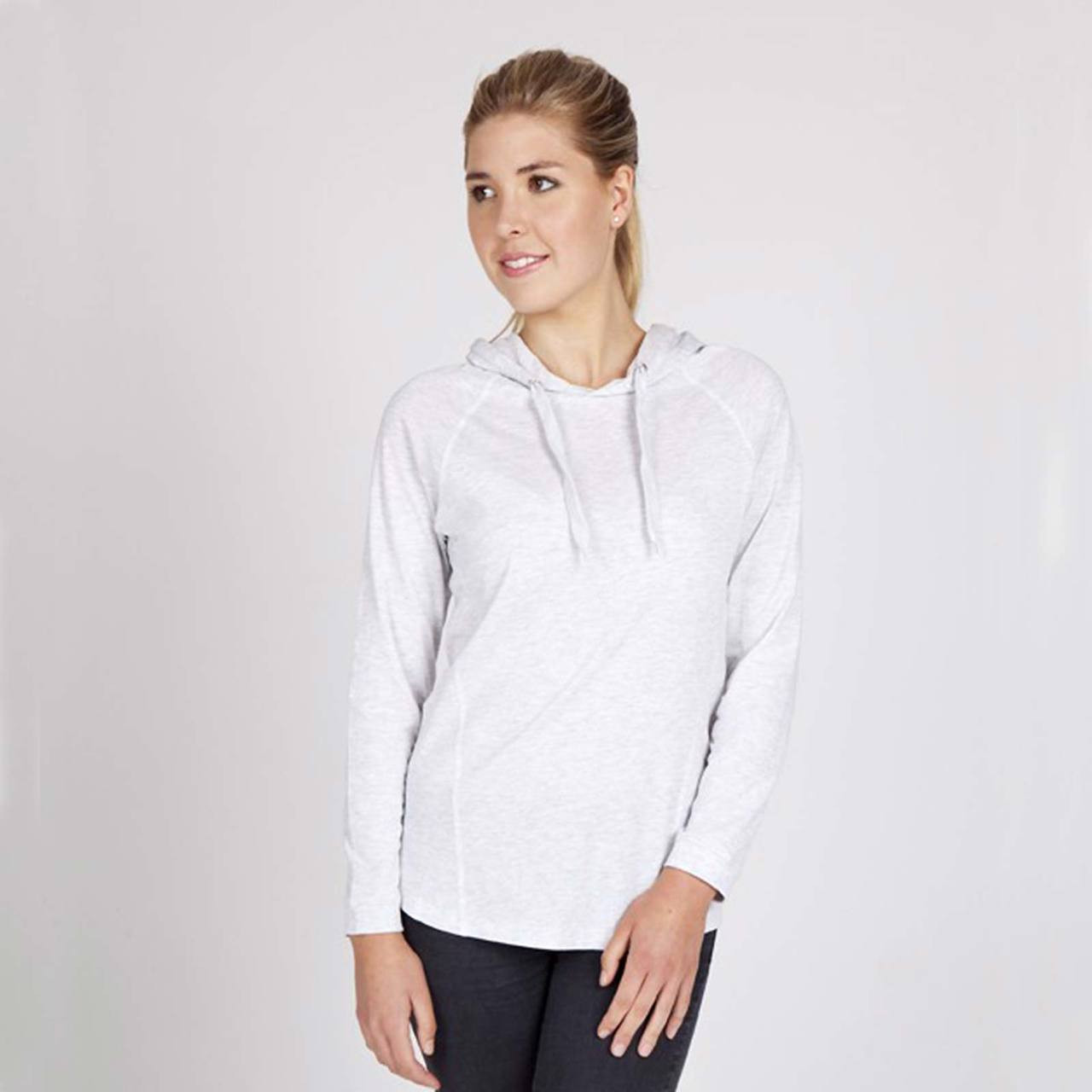 Ladies Long Sleeve Hooded Tshirt | Shop Blank Fashion Tee Australia Online