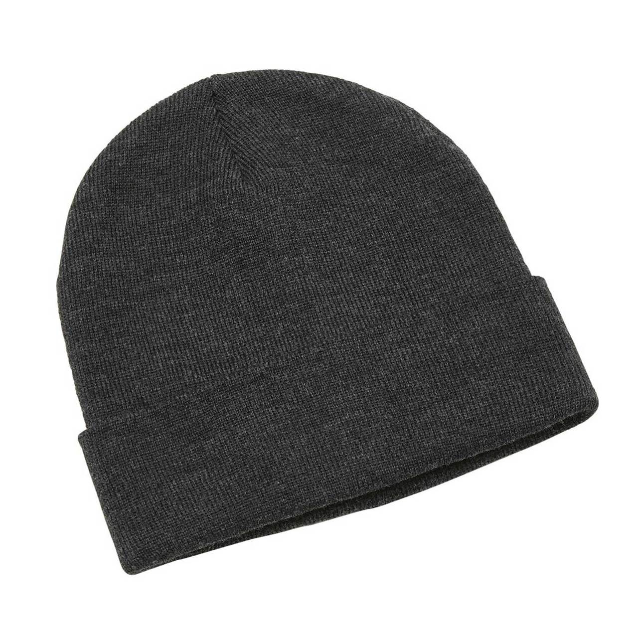 Plain Heather Knit Beanie with Roll Up 