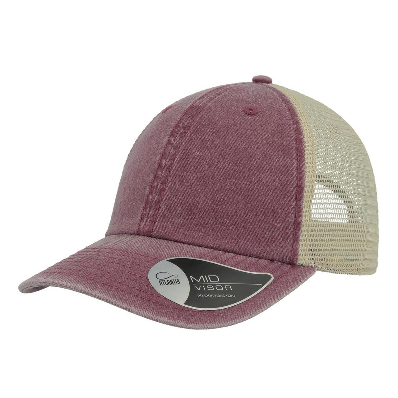 Burgundy Rhinestone Lips Distressed Trucker Cap main image 0