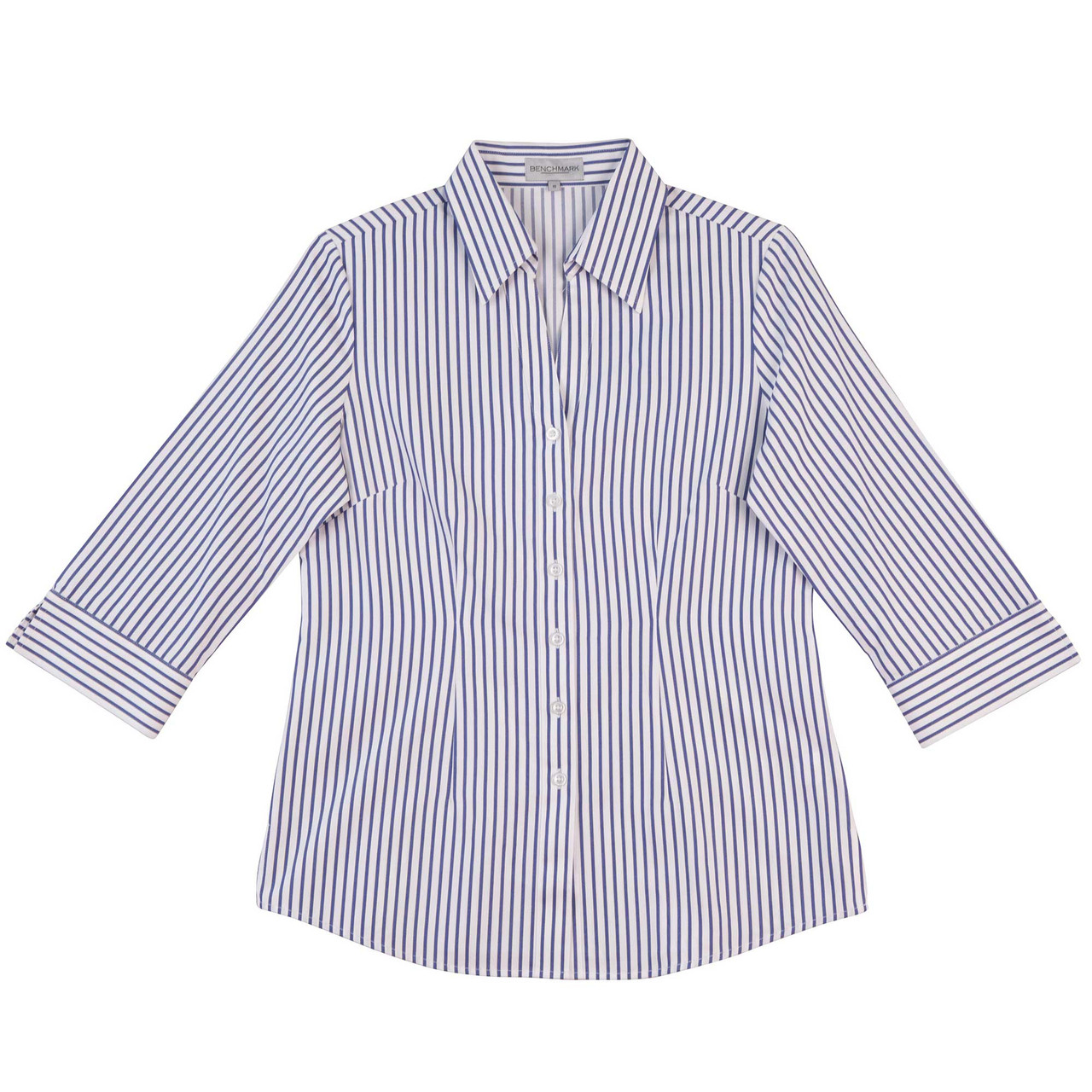 Buy Wholesale Ladies Stripe 3/4 Sleeve Business Shirt | Shop Corporate ...